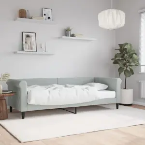 Sofa z materacem do spania, jasnoszara, 80x200 cm, aksamit