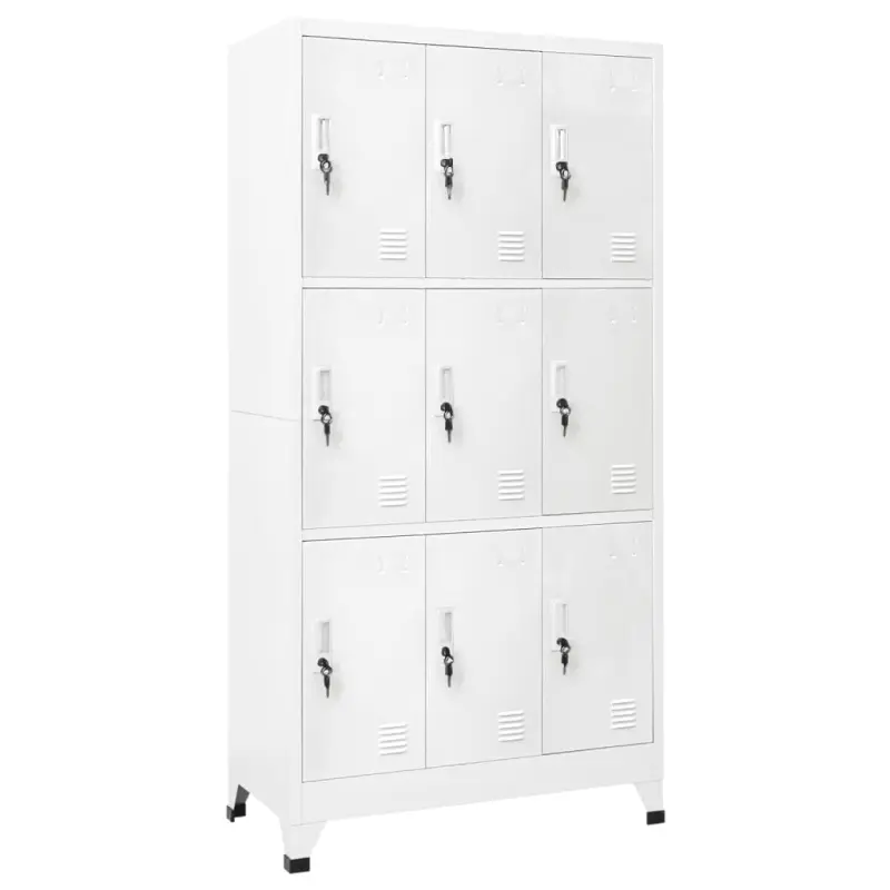 Zamykana szafka o 9 przegrodach, stalowa, 90x45x180 cm, szara