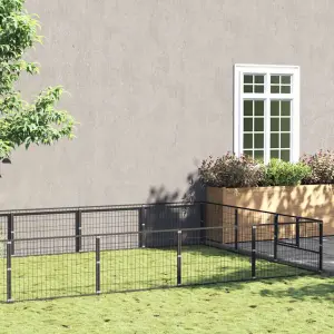 Kojec dla psa, czarny, 21 m², stalowy