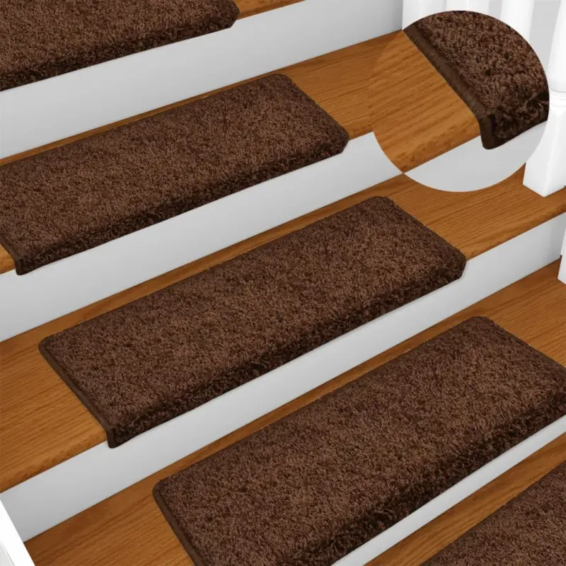 Maty na schody 15 szt. 65x21x4 cm Brązowe prostokątne krawędzie