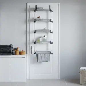 Organizer na drzwi z 5 półkami, 52x20x135 cm, aluminium