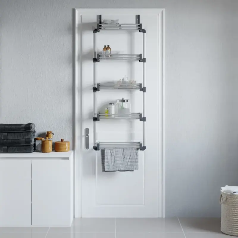 Organizer na drzwi z 5 półkami, 52x20x135 cm, aluminium