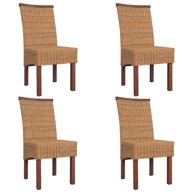 Krzesła stołowe, 4 szt., brązowe, naturalny rattan