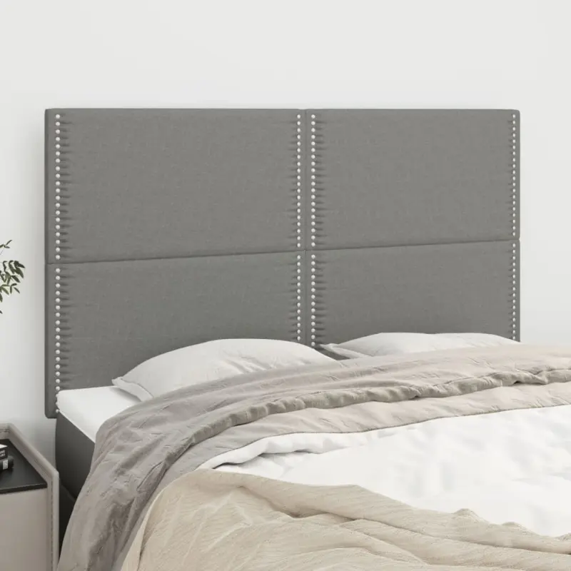 Zagłówek ciemnoszary 144x5x118/128 cm materiał