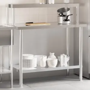 Kuchenny stół roboczy z półką, 110x55x120 cm, stal nierdzewna
