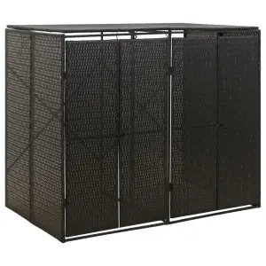 Osłona na 2 kosze na śmieci, czarna, 140x80x117 cm, polirattan