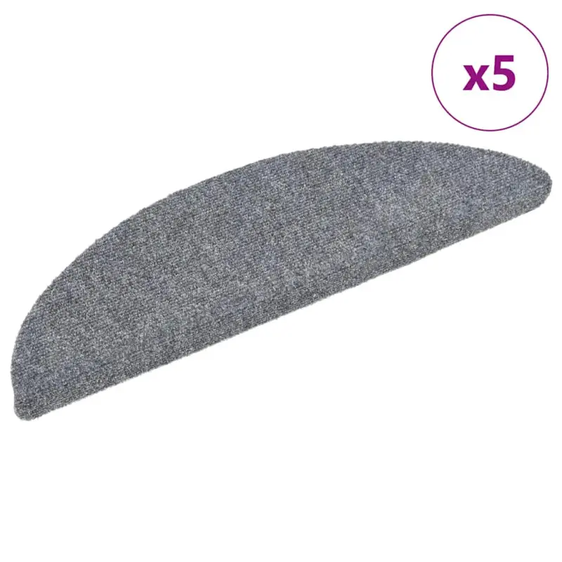 Maty na schody samoprzylepne 5 szt. 56x17x3 cm Jasnoszary półokrągły