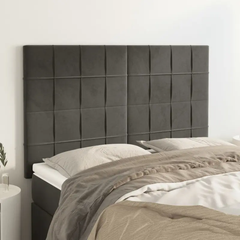Zagłówek ciemnoszary 144x5x118/128 cm aksamit
