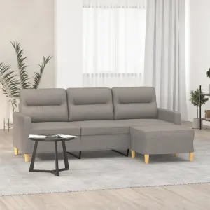 3-osobowa sofa z podnóżkiem, taupe, 180 cm, tkaniną