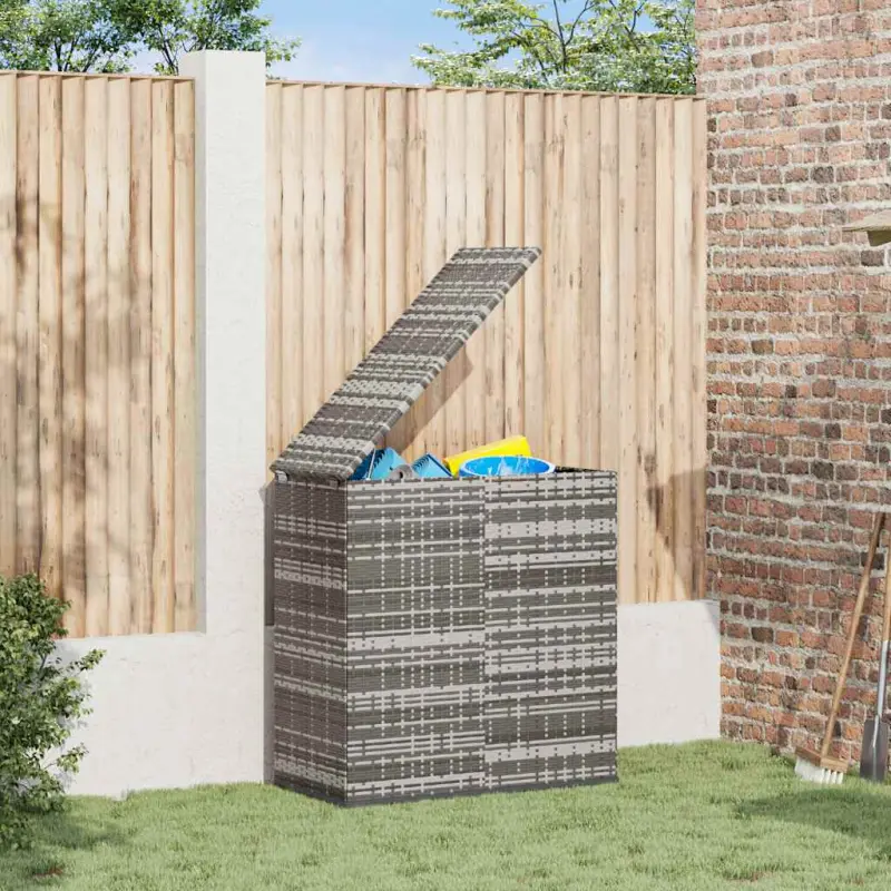 Skrzynia na poduszki ogrodowe, rattan PE, 100x49x103,5cm, szara