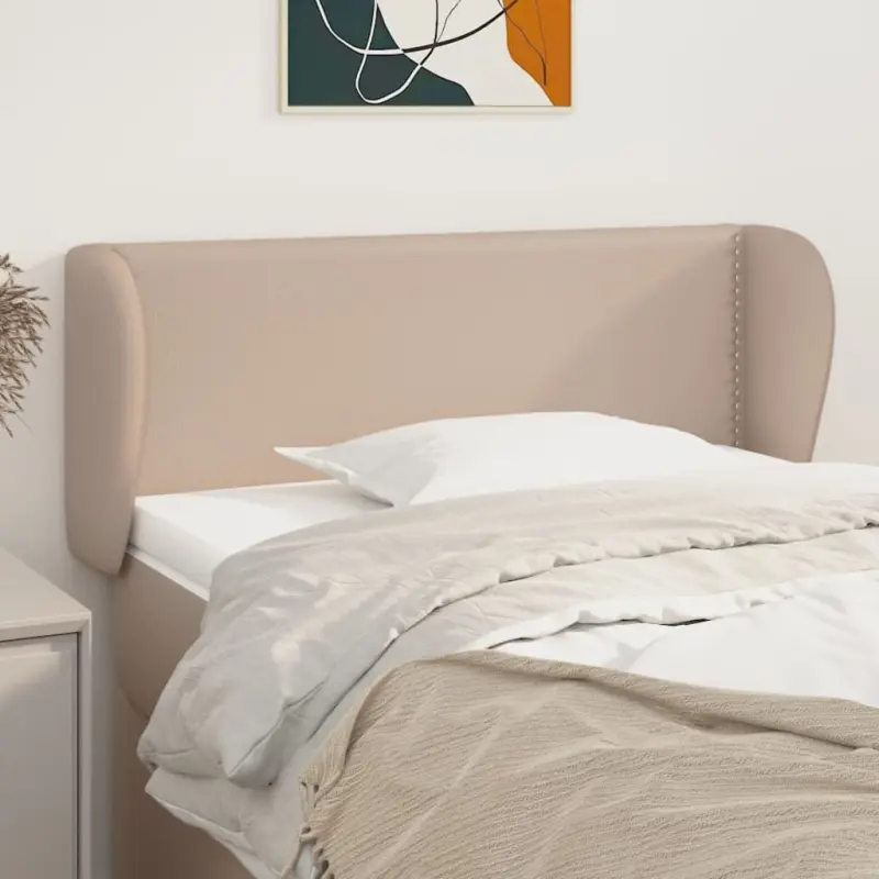 Zagłówek uszak, cappuccino, 83x23x78/88 cm, sztuczna skóra