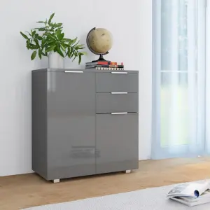 Komoda na wysoki połysk, szara, 71x35x80 cm, płyta wiórowa