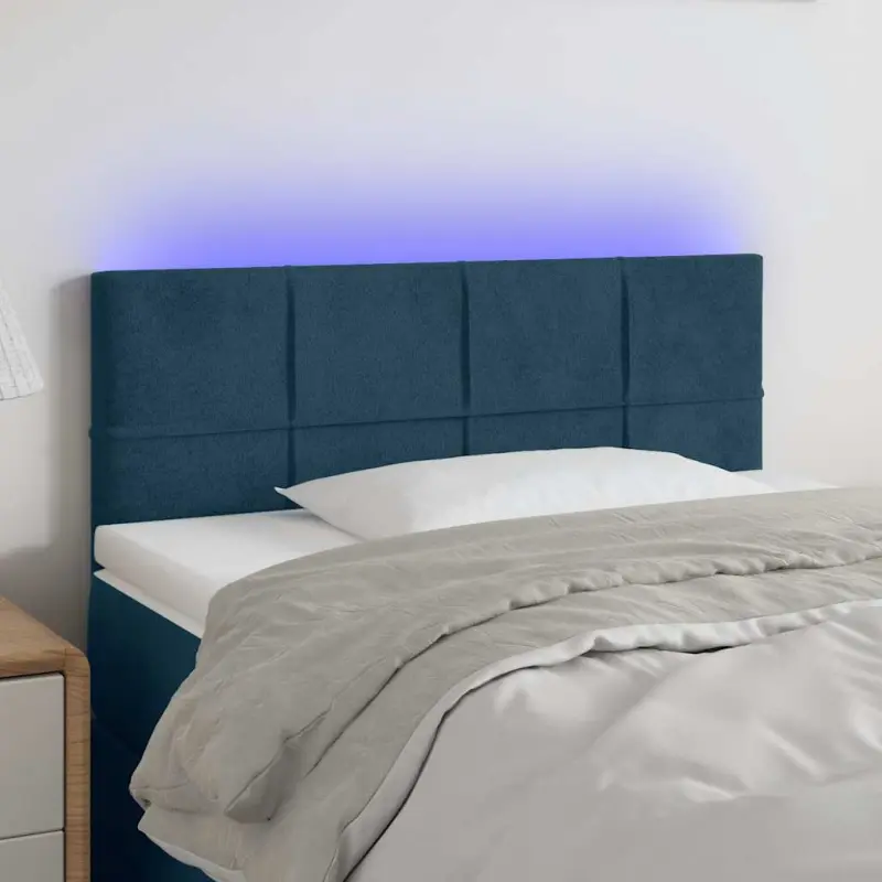 Zagłówek do łóżka z LED, ciemnoniebieski 80x5x78/88 cm, aksamit