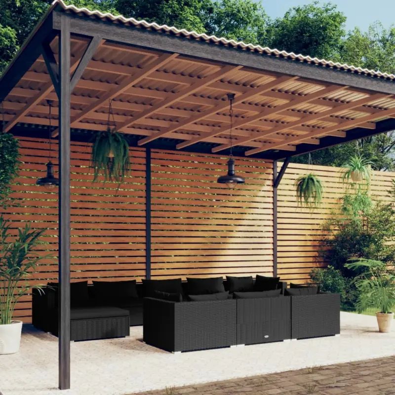 10-cz. zestaw wypoczynkowy do ogrodu, z poduszkami, rattan PE