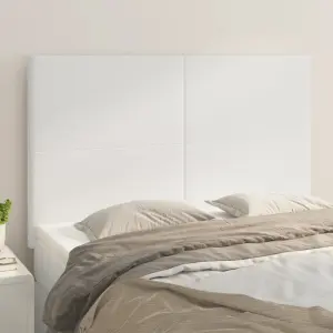 Zagłówek biały 144x5x118/128 cm skóra ekologiczna