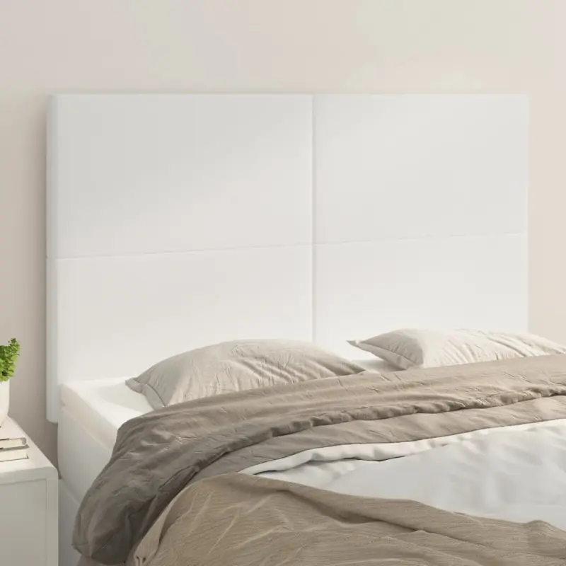 Zagłówek biały 144x5x118/128 cm skóra ekologiczna