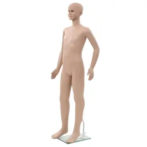 Manekin dziecięcy ze szklaną podstawą, beż, błyszczący, 140 cm