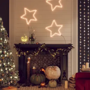 Gwiazdy świąteczne, 48 ciepłych białych LED, 3 szt., 56 cm