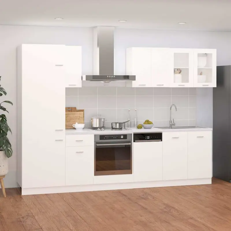 8-cz. zestaw szafek kuchennych, Lyon, biały, płyta wiórowa
