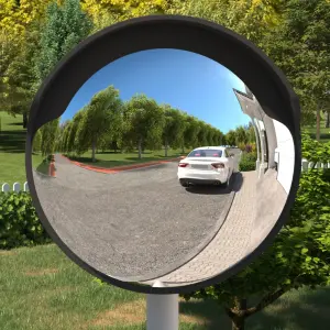 Lustro drogowe zewnętrzne wypukłe, czarne, Ø60 cm, poliwęglan