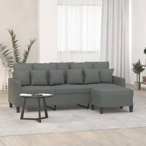 3-osobowa sofa z podnóżkiem, ciemnoszary, 180 cm, tkaniną