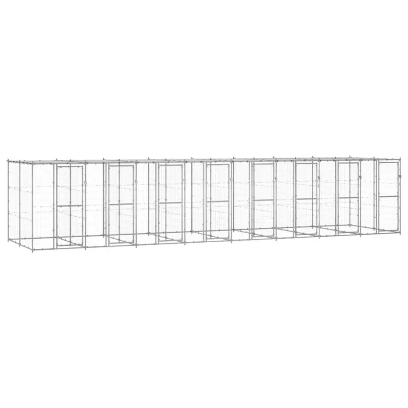 Kojec dla psa, z zadaszeniem, stal galwanizowana, 19,36 m²