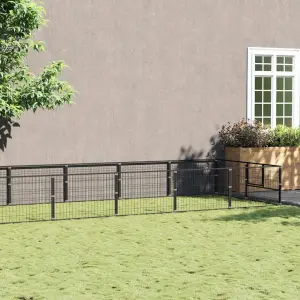 Kojec dla psa, czarny, 12 m², stalowy