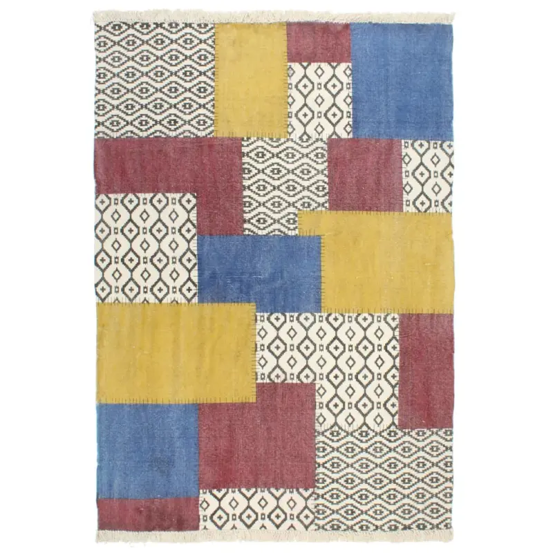 Ręcznie tkany kilim, bawełna, 120x180 cm, z nadrukiem, kolorowy