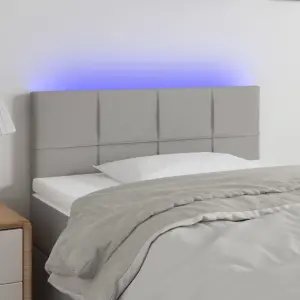 Zagłówek do łóżka z LED, jasnoszary, 80x5x78/88 cm, tkanina