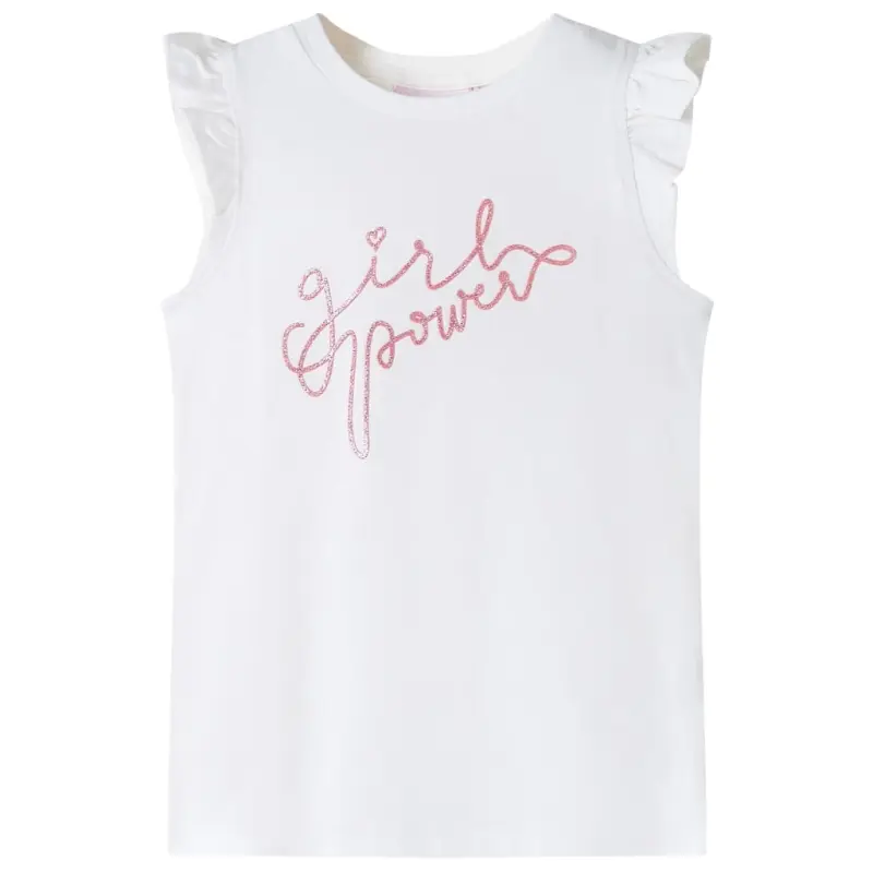 Koszulka dziecięca, z falbankami, ecru, 140