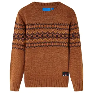 Sweter dziecięcy z dzianiny, koniakowy, 116