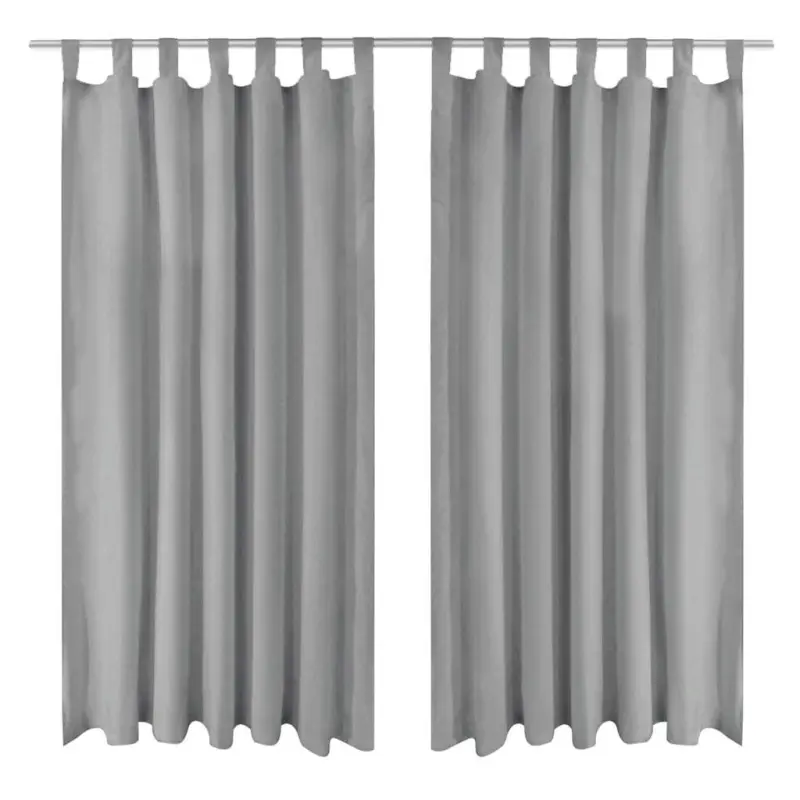 Zasłony z mikrosatyny, z pętelkami, 2 szt., 140x175 cm, szare