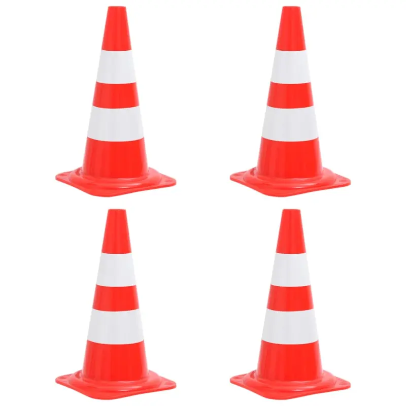 Odblaskowe pachołki drogowe, 4 szt., czerwono-białe, 50 cm