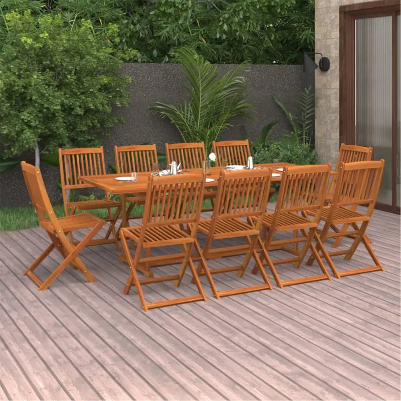 11-cz. zestaw mebli ogrodowych 220x90x75cm lite drewno akacjowe