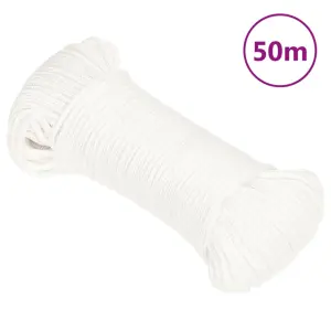 Linka żeglarska, biała jednolita, 5 mm, 50 m, polipropylen