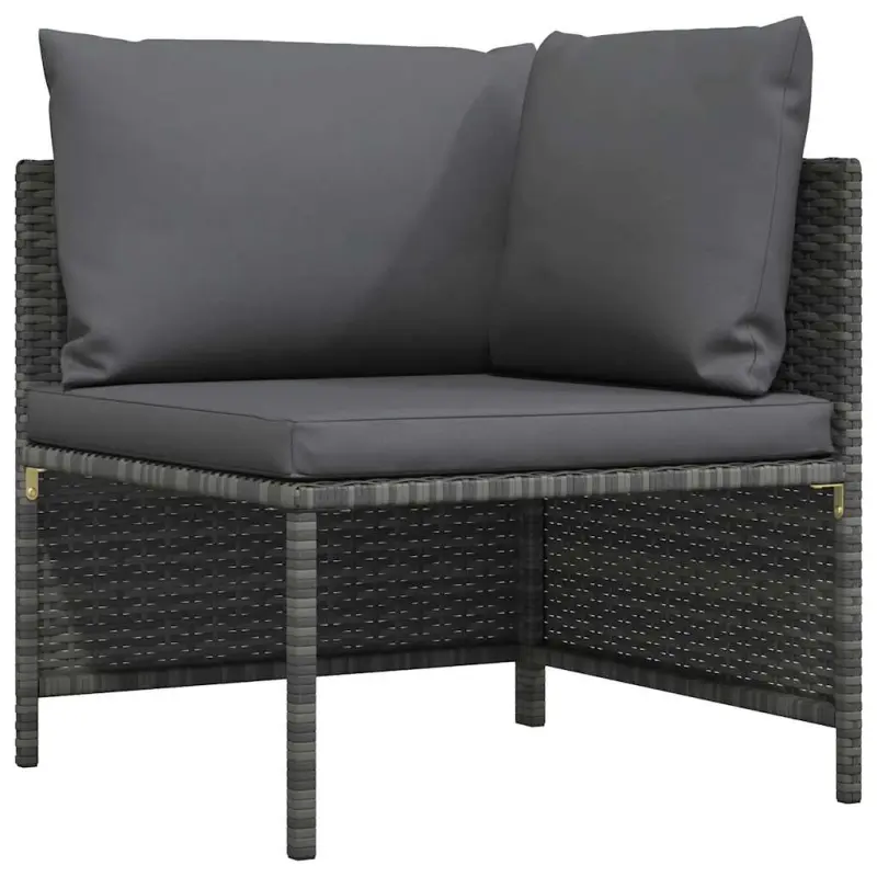 Narożna sofa modułowa z poduszką, szara, polirattan