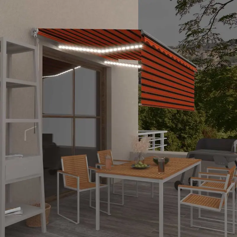 Ręcznine zwijana markiza z zasłoną i LED, 3,5x2,5 m