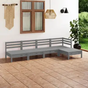 Meble ogrodowe z litego drewna sosnowego 5-cz. zestaw wypoczynkowy szary