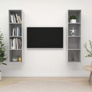 Wiszące szafki TV, 2 szt., szarość betonu