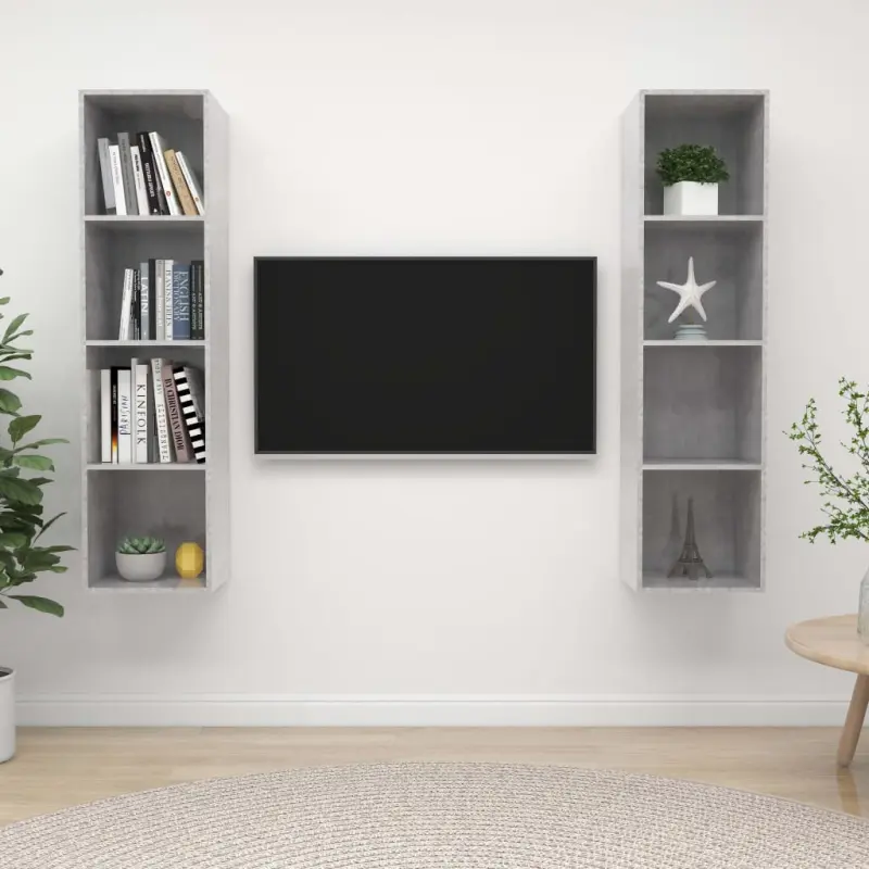 Wiszące szafki TV, 2 szt., szarość betonu