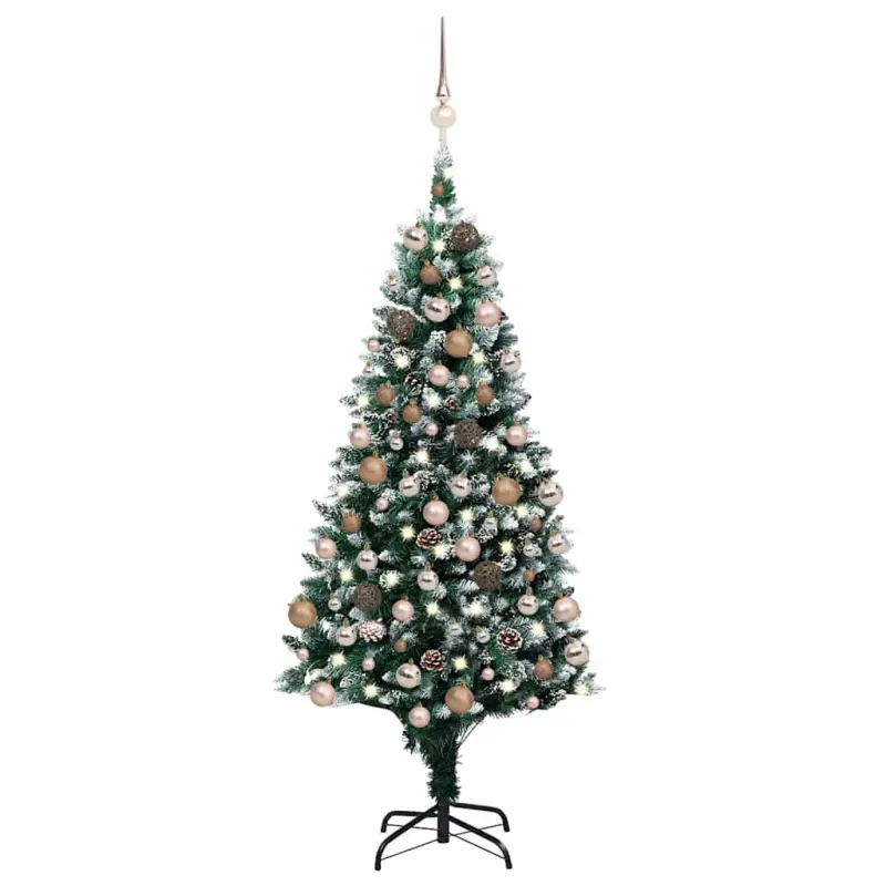 Sztuczna choinka z LED, bombkami i szyszkami, 180 cm
