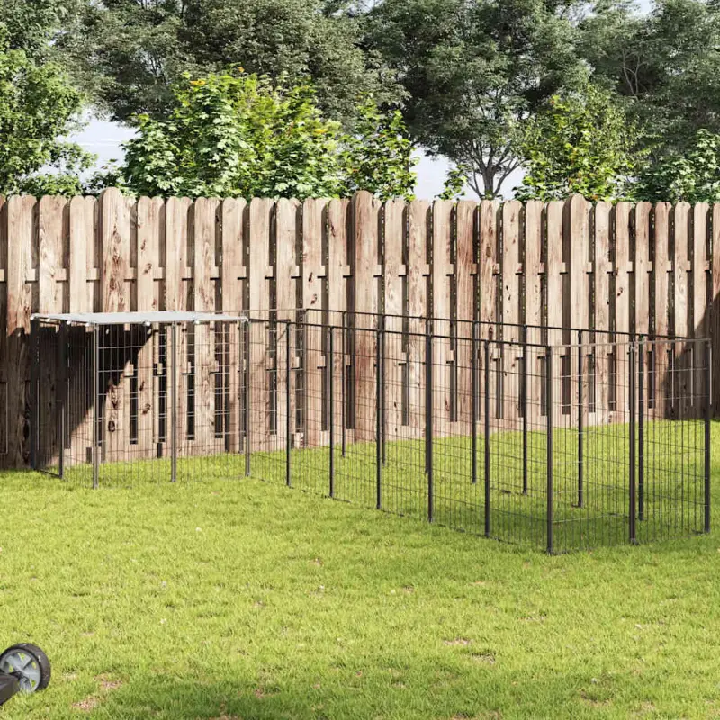 Kojec dla psa, czarny, 6,05 m², stalowy