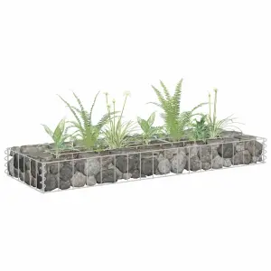 Podwyższona donica gabionowa, galwanizowana stal, 90x30x10 cm