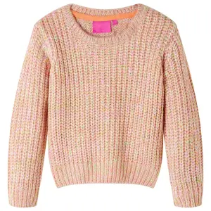 Sweter dziecięcy z dzianiny, pastelowy róż, 128