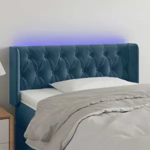 Zagłówek do łóżka z LED, ciemnoniebieski 93x16x78/88cm, aksamit