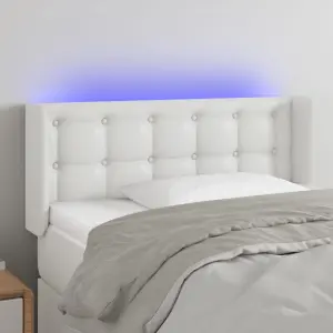 Zagłówek do łóżka z LED, biały, 103x16x78/88 cm, sztuczna skóra