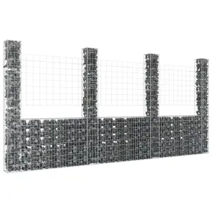 Ogrodzenie gabionowe z 4 słupkami, żelazo, 380x20x200 cm
