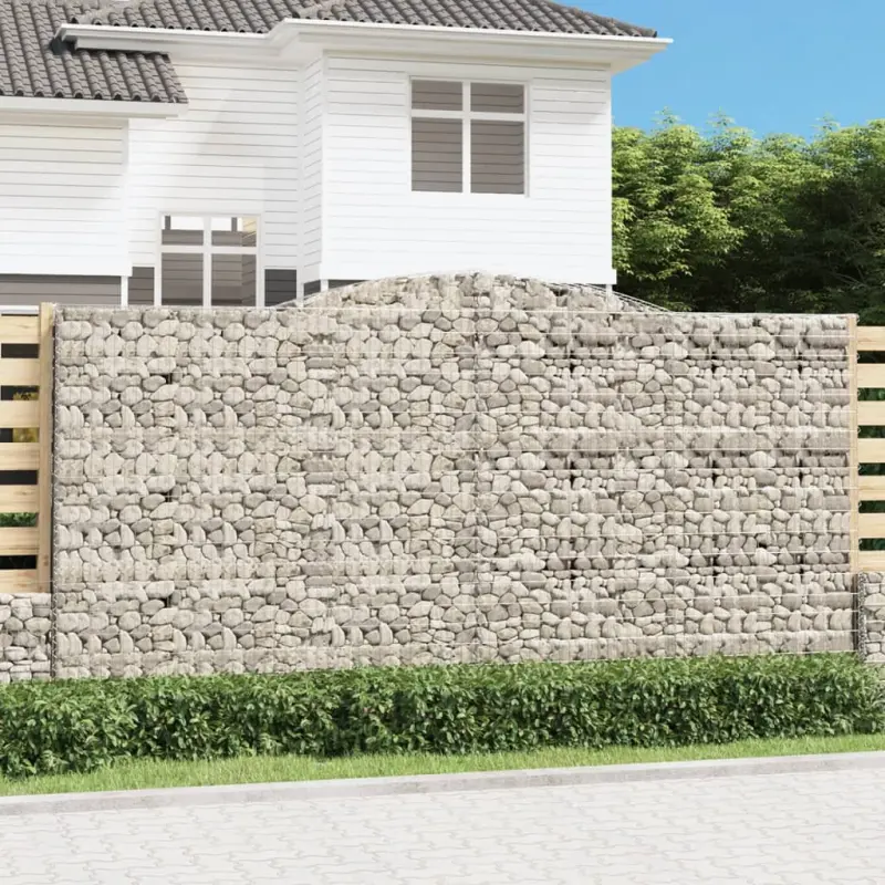 Kosze gabionowe, 4 szt, 400x50x200/220 cm, galwanizowane żelazo