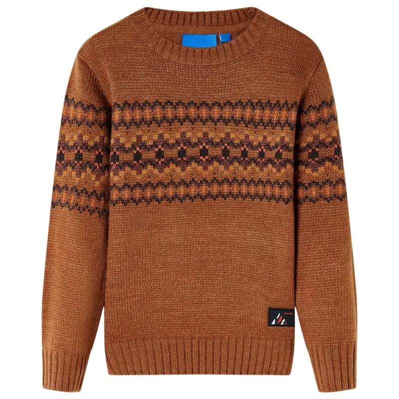 Sweter dziecięcy z dzianiny, koniakowy, 92