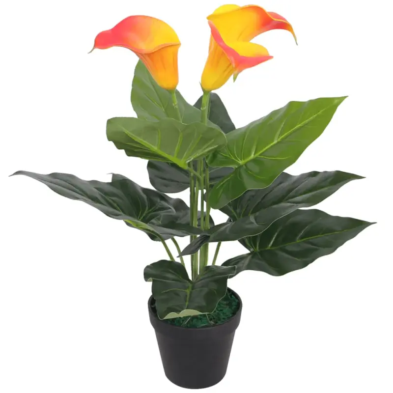 Sztuczna kalia z doniczką, 45 cm, czerwono-żółta